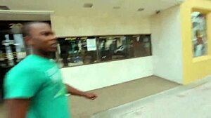 starving artist chokes on huge black cock outdoors