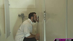 i stroke my big tits at gloryhole as tranny
