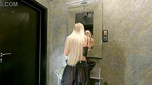 Blonde Big Tits Tease See-Through Skirt No Panties