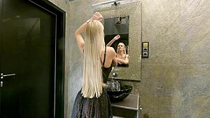 Blonde Big Tits Tease See-Through Skirt No Panties