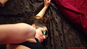 Amateur Glasses Girl Ass Fucked Cumshot on Face