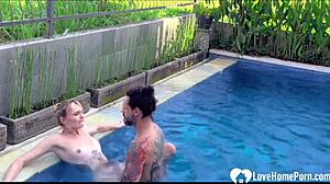 wanna join us enjoying the pool and his hard cock pounding