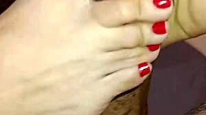 footjob creampie closeup with my pierced nipple sexy girl
