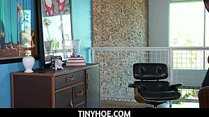 Tiny Redhead Stepdaughter Mazy Myers Teases Stepdad into Shaking Orgasm Petite Bliss