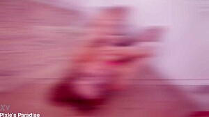 Pixie Pink's Nasty Anal Dildo in Nylon Makes Her Drink Spew!