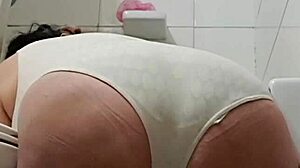 bbw latina wife washes pees spreads ass in lingerie