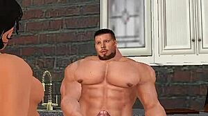 Handsome Muscle Hunk Aaron Donald Pounds Local Wife with Big Black Cock in Kitchen