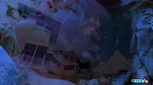 hottie strips corset for blonde brunette couch pounding frenzy