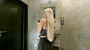 Blonde Big Tits Tease See-Through Skirt No Panties