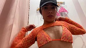 hot latina tries on bikini showing perfect tits big ass