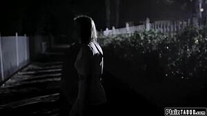 Petite teen shouldn't walk alone or she'll suck monster cock