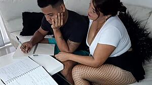 big titted milf catches stepson and jumps in