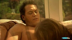 hottie strips corset for blonde brunette couch pounding frenzy