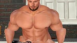 Handsome Muscle Hunk Aaron Donald Pounds Local Wife with Big Black Cock in Kitchen