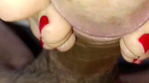 footjob creampie closeup with my pierced nipple sexy girl