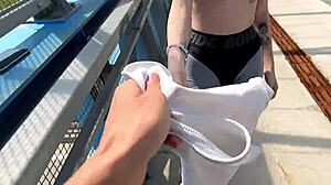 naughty quickie in public parking with his huge cock