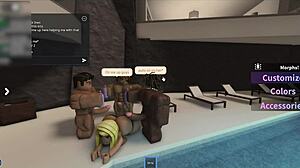 Latina Poolside Sucks Three Monster Cocks Deep