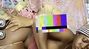 midget ebony takes casual couch pounding from huge bbc