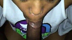 ex girlfriend's ebony lips wrap my cock for sloppy blowjob