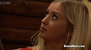 shaved slaves tease mistresses with bound boobs