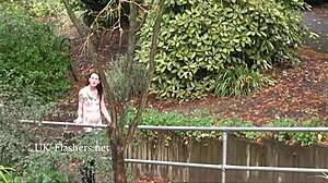 Skinny Granny Flashes Nude Body in Public Outdoors!