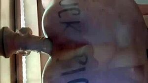 Amateur Fuckpig Grinds Dildo Hard Against Mirror