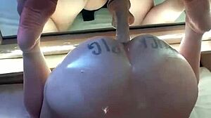 Amateur Fuckpig Grinds Dildo Hard Against Mirror