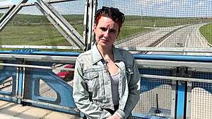 naughty quickie in public parking with his huge cock