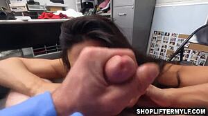 Penny Barber Deepthroats Officer Mancini's Shaft Then Takes His Load