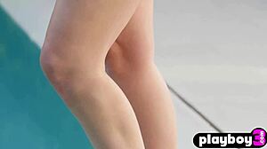 Small Tits Teen Model Melissa Jean Strips Poolside Booty Bare