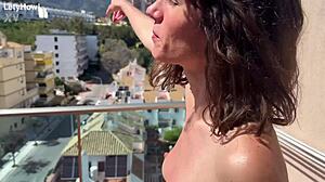 flashing my pussy lips while fingering ass in public cable car