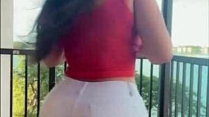 juicy latina booty shakes in tight shorts leggings