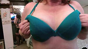 dawnskye1962 strips blue bra, thong, fishnets with dirty talk kisses - update 107!