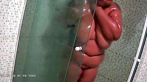 hidden cam catches chubby stepmom's sneaky lingerie bath moment