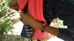 desi girlfriend bends outdoor for boyfriend's hardcore doggy pussy pounding