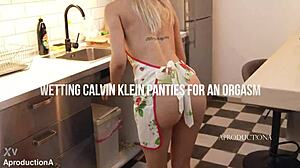 Soaking Calvin Klein Panties in Teasing Orgasm Squirt