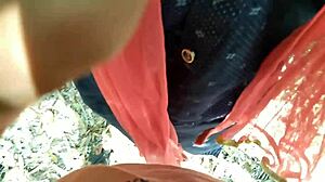 desi girlfriend bends outdoor for boyfriend's hardcore doggy pussy pounding