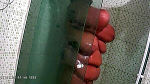 hidden cam catches chubby stepmom's sneaky lingerie bath moment