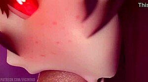 vicineko hu tao gives sloppy blowjob