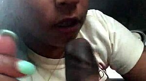 Ebony Slut Deepthroats Public Car Blowjob