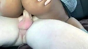 that ebony wife cheats big time riding white cock in her car