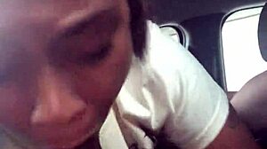 Ebony Slut Deepthroats Public Car Blowjob