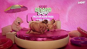 Two curvy brazilian teens masturbate kissing pussies with toys in lesbian girl-on-girl frenzy