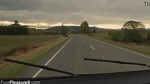 She Flashed Tits to Drivers so He Punished Her Pussy with Huge Cock!