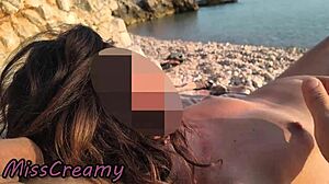 Nude teacher flashes pussy on beach groped by student