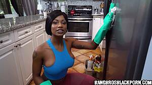 New Black Maid Sucks Big Ebony Tits Bounce in Raw Blowjob Action