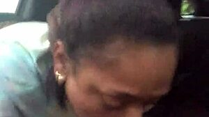 Ebony Slut Deepthroats Public Car Blowjob