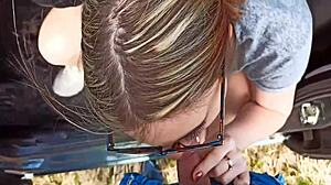 damn babe you masturbated in the car then blew me outdoors before doggy pounding