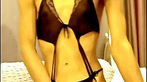 horny thai shemale teen aum strokes skinny cock to massive cumshot explosion!