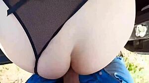 damn babe you masturbated in the car then blew me outdoors before doggy pounding